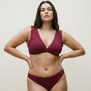Scalloped Edge Burgundy Bikini